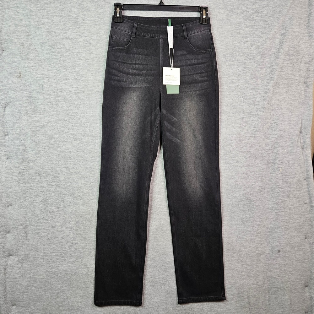 Halara Womens High Waisted Straight Leg Denim Black Pull On Jeans Sz M NWT